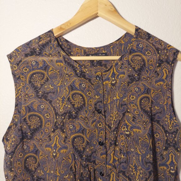 Broadway & Broome Sleeveless Blouse Boho Chic Button-Up Tank Top S - Picture 3 of 6